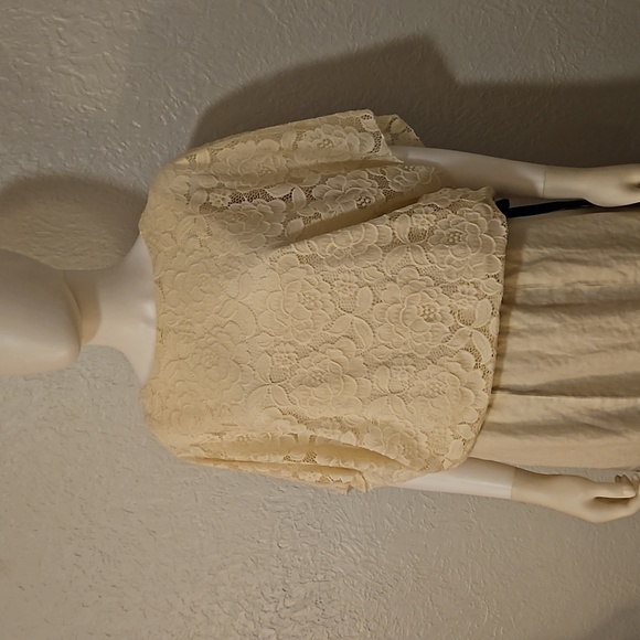 BRITTANY BLACK Ivory Lace Blouson Poncho Style Dolman Sleeve Blouse XL - Picture 3 of 6